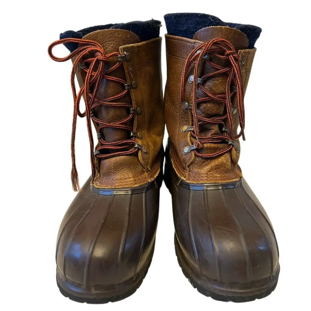 L.L. Bean Men's Leather Duck Boot Brown Vibram Gumlite Sole Size 12M Winter
